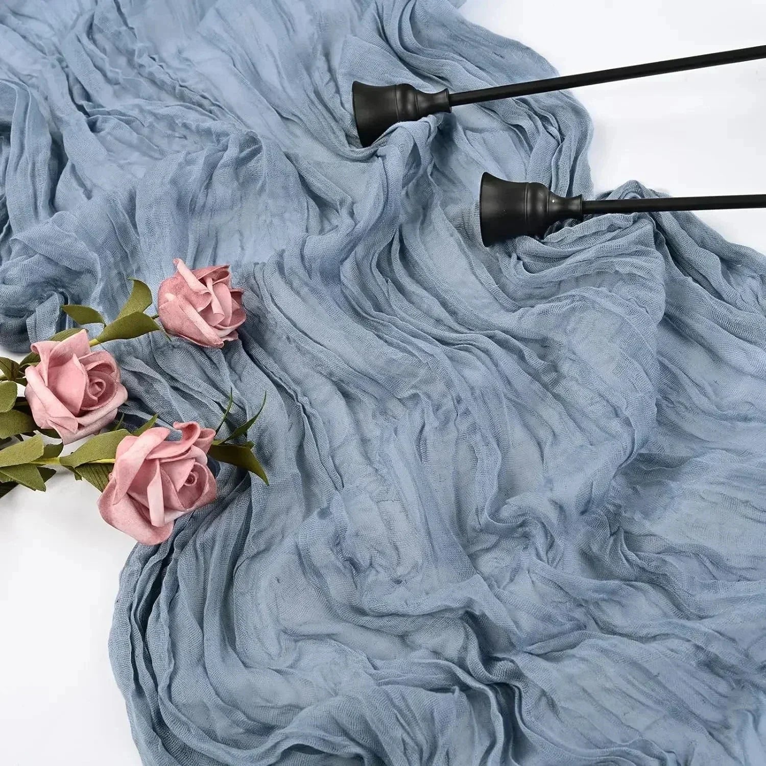 BlushGauze | Elegant Pleated Cotton Cheesecloth Table Runner Set of 10 16