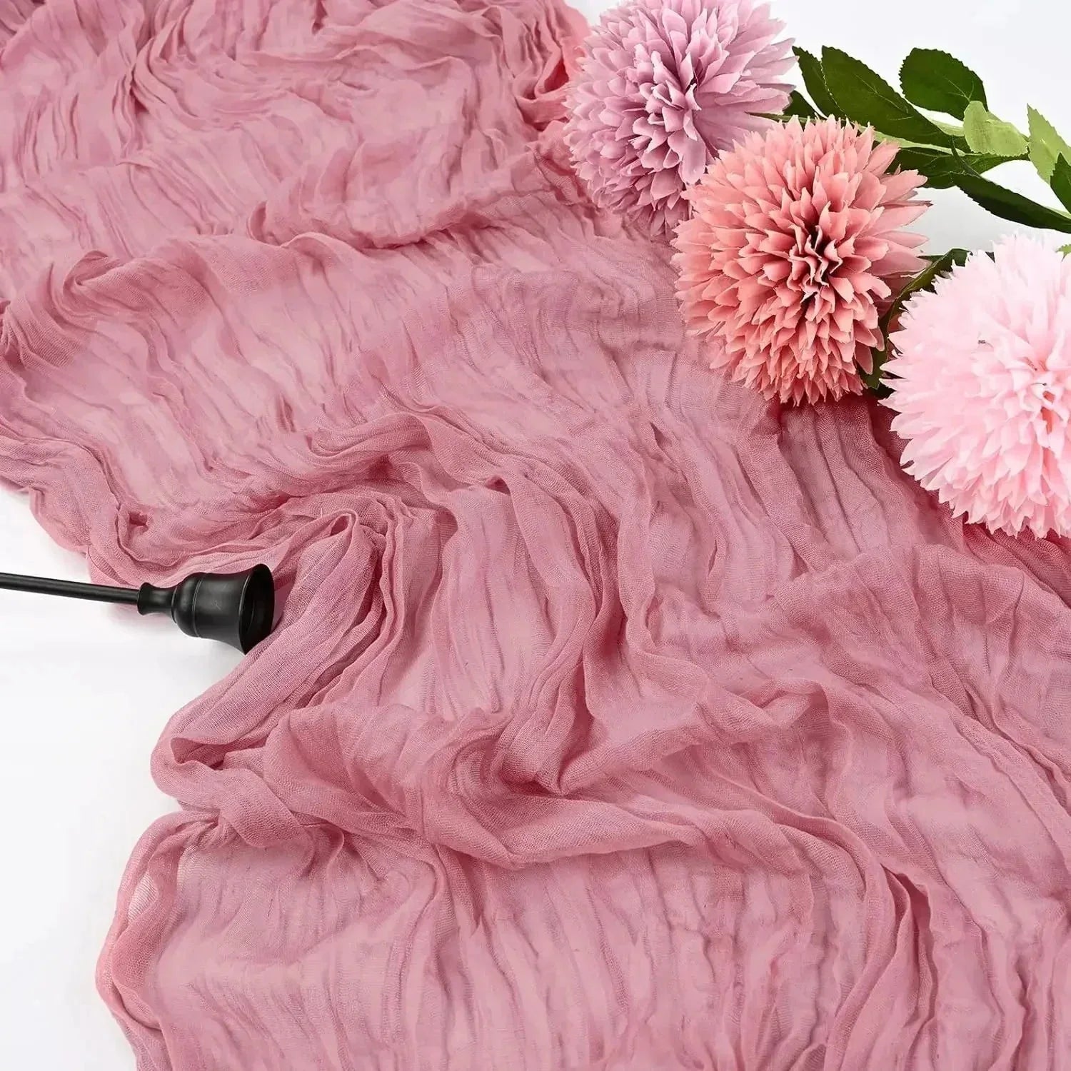 BlushGauze | Elegant Pleated Cotton Cheesecloth Table Runner Set of 10 5