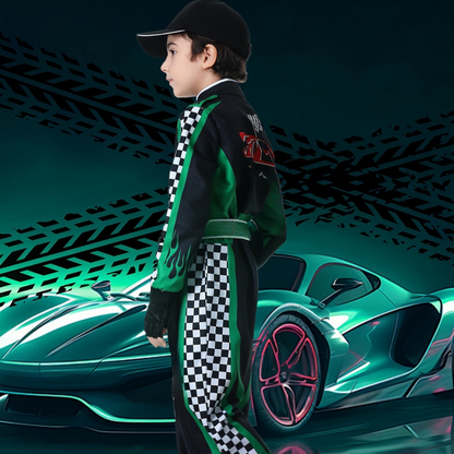 Boys Realistic Halloween Racing Costume Set | Long Sleeve Jumpsuit 2
