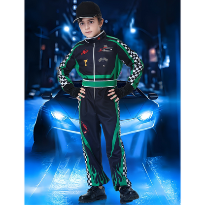 Boys Realistic Halloween Racing Costume Set | Long Sleeve Jumpsuit 4