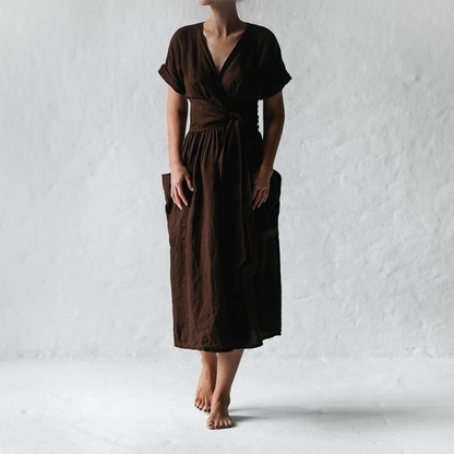 Casual V-Neck Maxi Dress for Women - Stylish A-Line Summer Dress-3