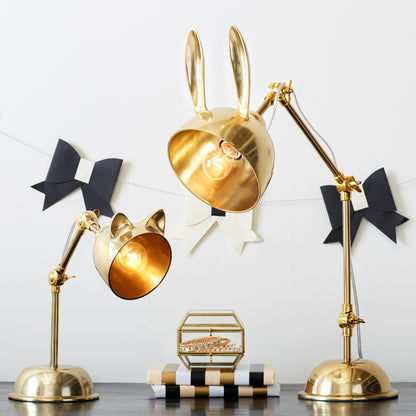 HareLuxe – Lampada da Tavolo con Orecchie di Coniglio Dorate