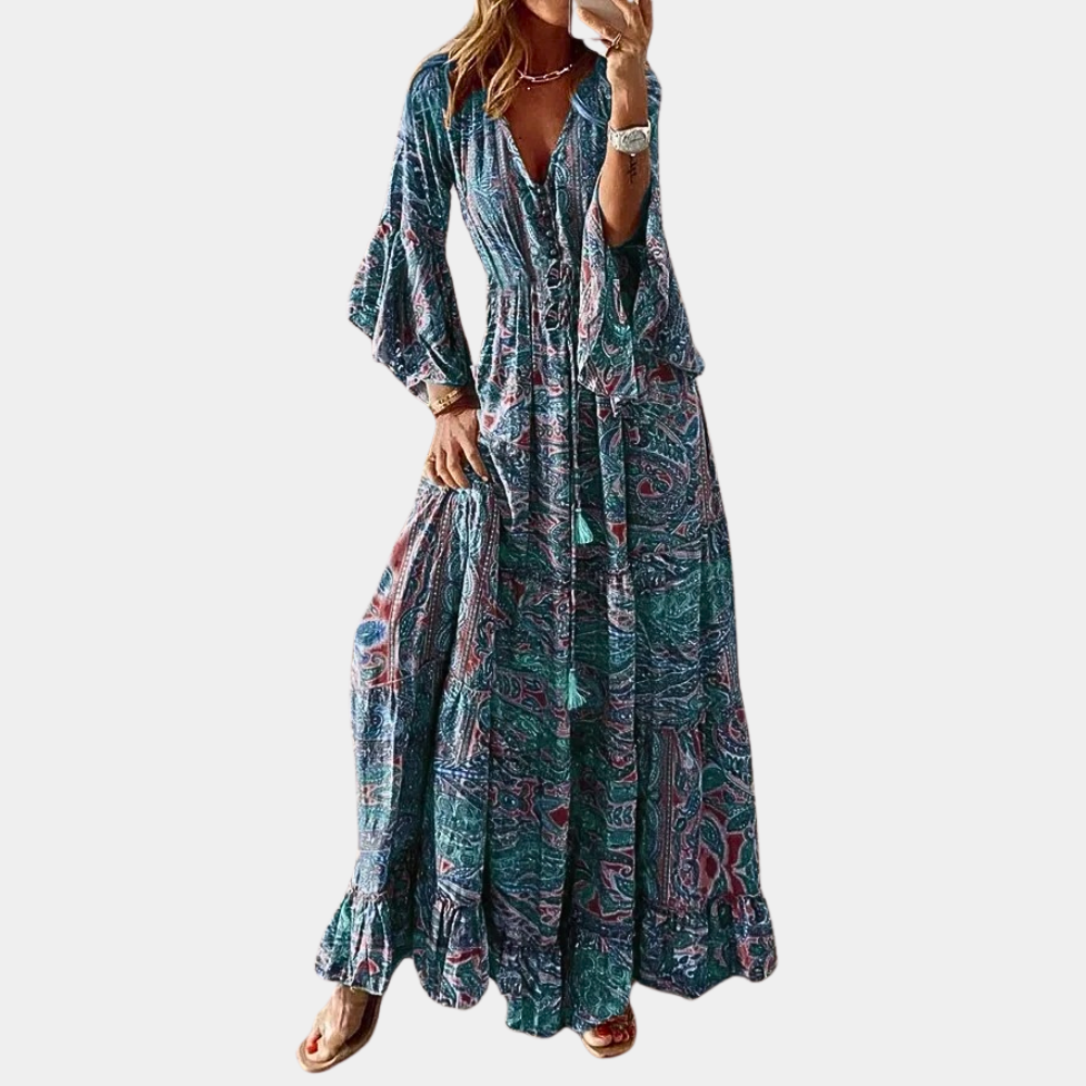 Variant image for Agathe - Women's Bohemian Maxi Dress for Summer Casual and Special Occasions-1