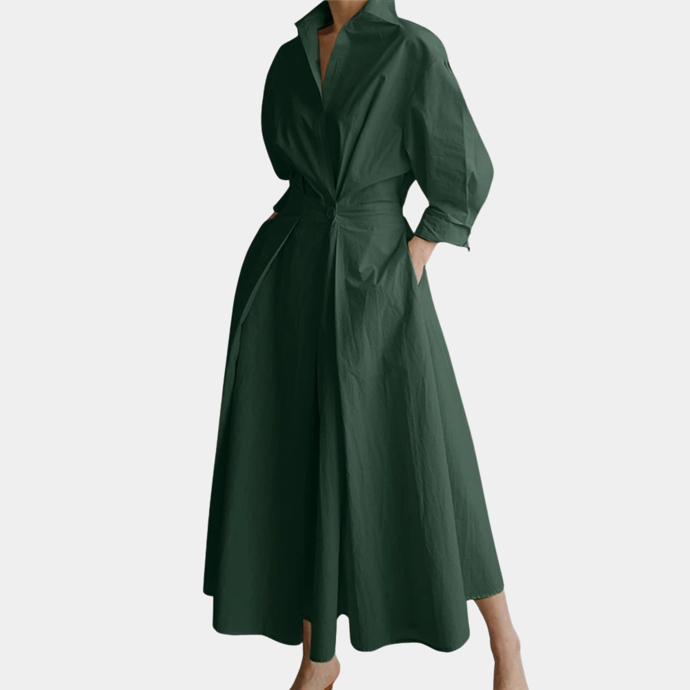 Variant image for Elegant White Maxi Dress for Women - Long Sleeve V-Neck Party Dress-7