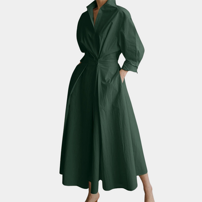 Variant image for Elegant White Maxi Dress for Women - Long Sleeve V-Neck Party Dress-7