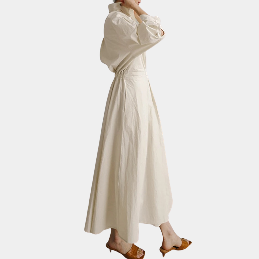 Variant image for Elegant White Maxi Dress for Women - Long Sleeve V-Neck Party Dress-13