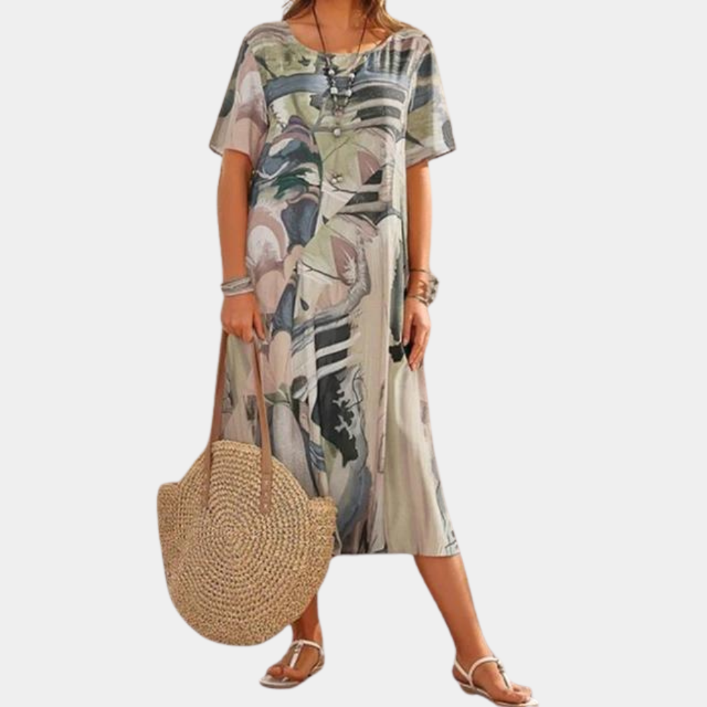 Variant image for Women's Summer Dress Green Size M Cotton-7