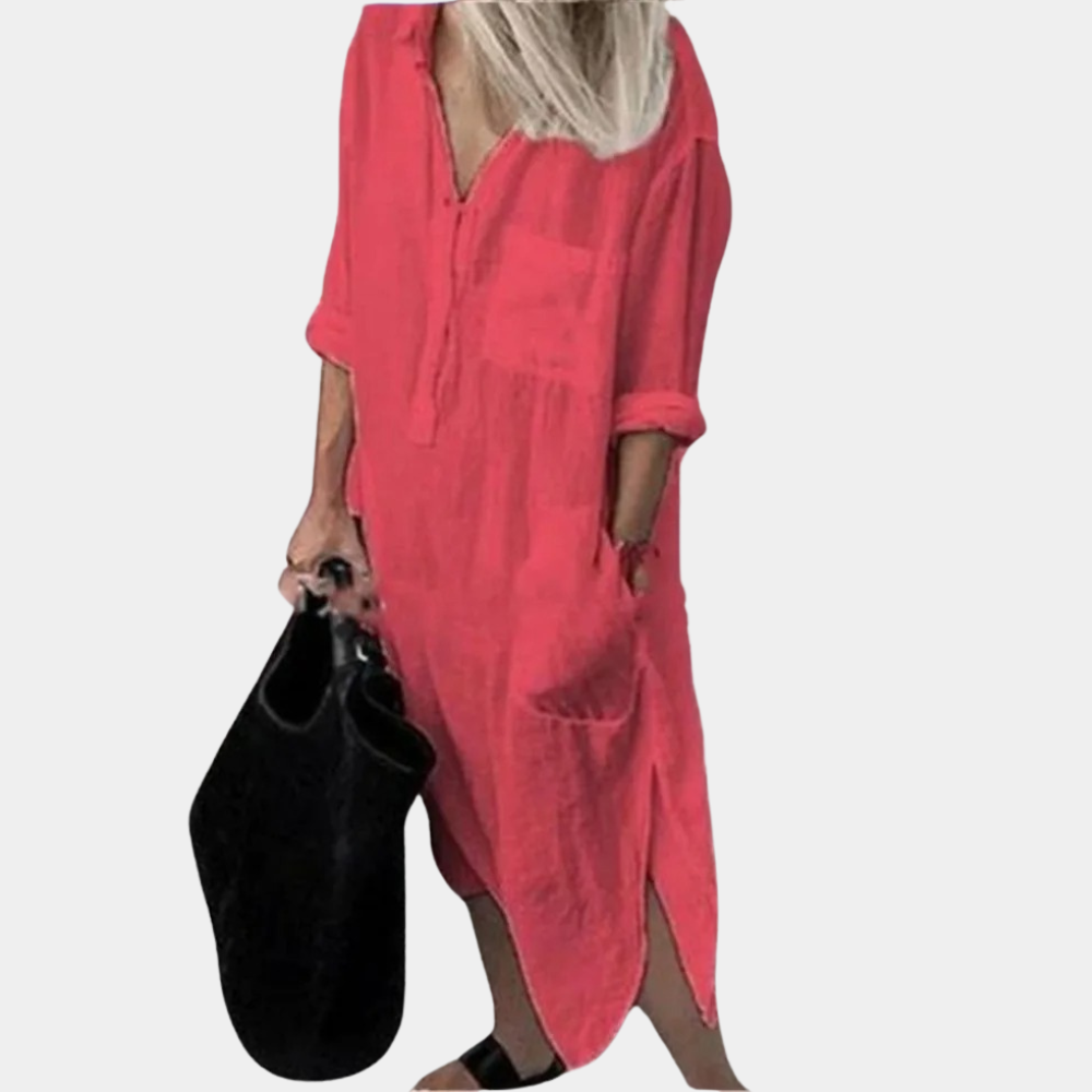 Variant image for Andra - Women's Lightweight Maxi Dress, Breathable White Summer Style-13