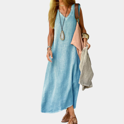 Women's Maxi Dress Pink Size M Cotton-3