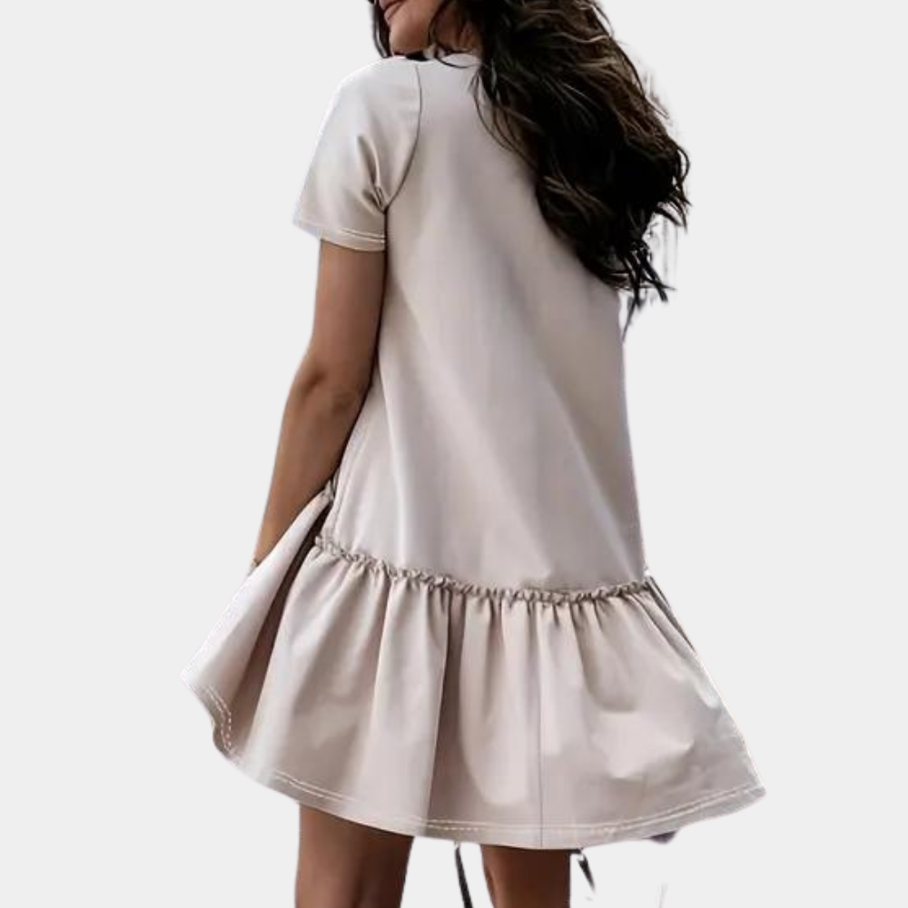 Women's Mini Dress Khaki Size S-M-L-XL Cotton-2