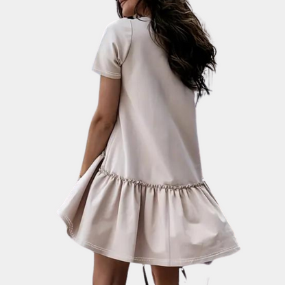 Women's Mini Dress Khaki Size S-M-L-XL Cotton-2