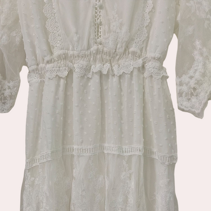 Women's Lace Dress White Size M Breathable Fabric-5