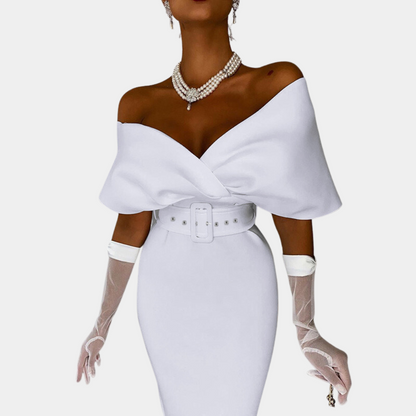 Variant image for Women's Formal Dress Black Size M Polyester Off-Shoulder Elegant Evening Gown-11