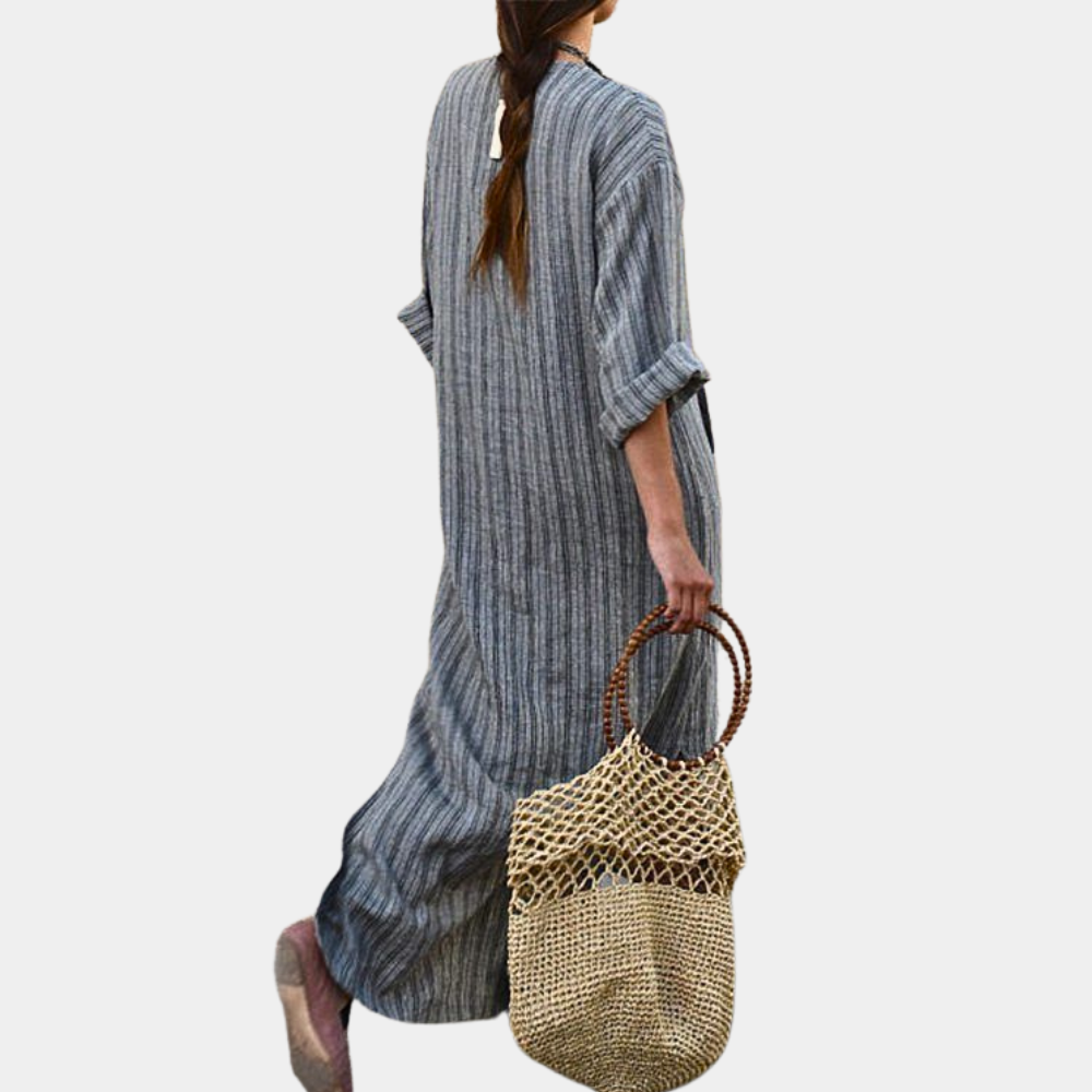 Women's Summer Dress Striped Size M Cotton-4