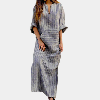 Variant image for Women's Summer Dress Striped Size M Cotton-1