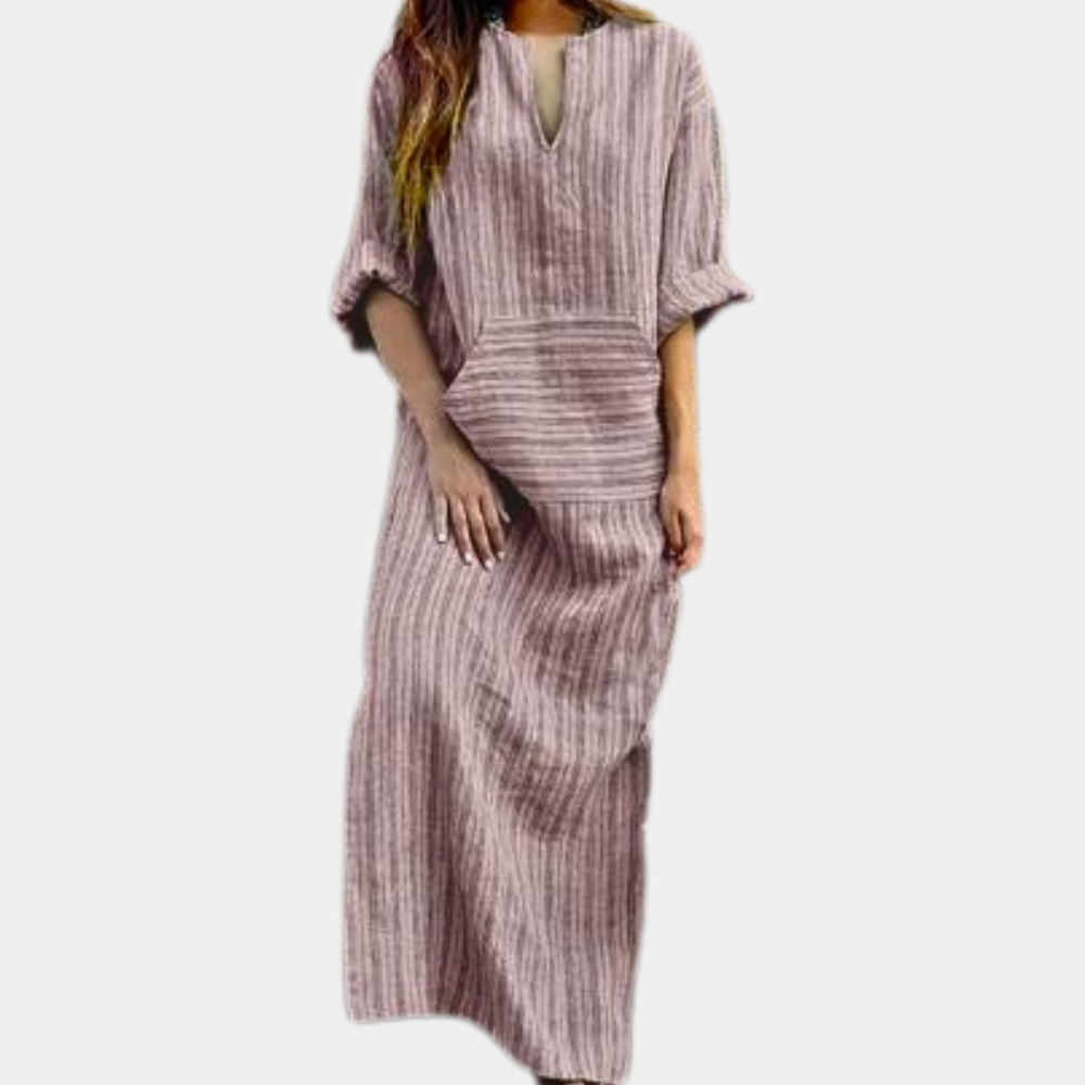 Women's Summer Dress Striped Size M Cotton-5