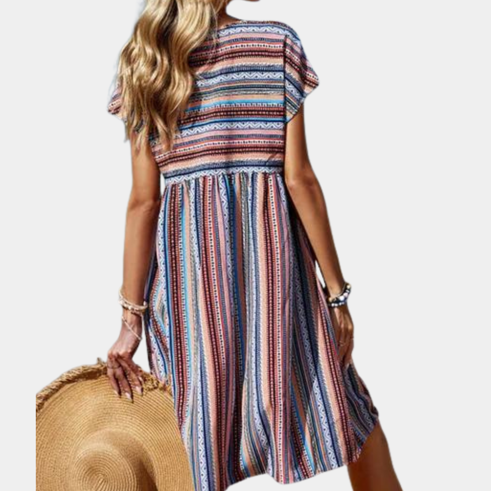 Women's Summer Dress Striped Size M Cotton-4