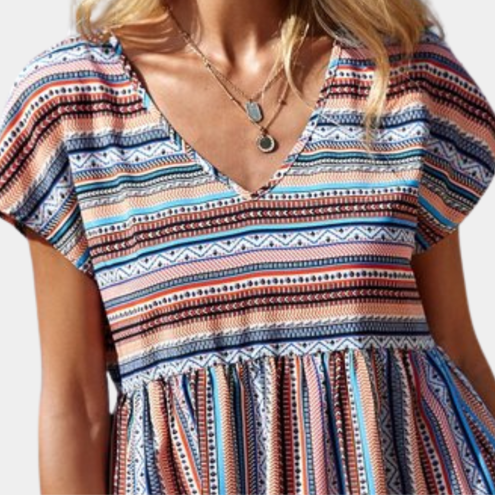 Women's Summer Dress Striped Size M Cotton-3