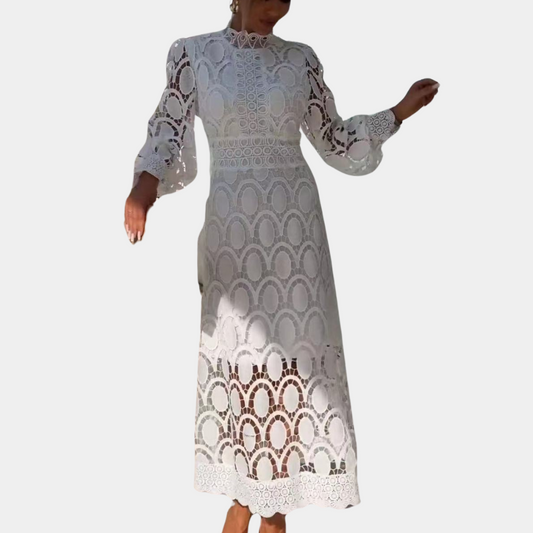 Women's Summer Dress White Size M Lace-1
