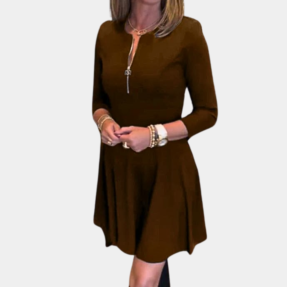 Variant image for Women's A-Line Dress Brown Size M Polyester-16