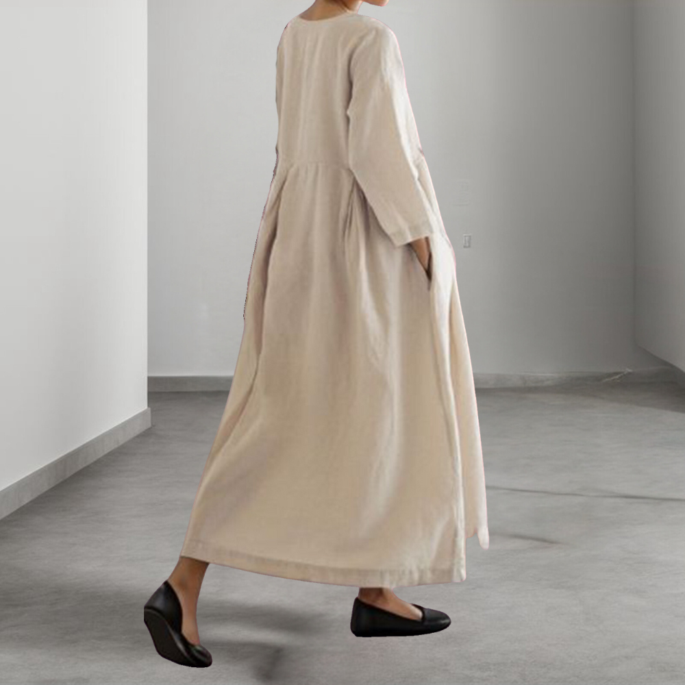 Women's Summer Dress Apricot Size M Cotton-5