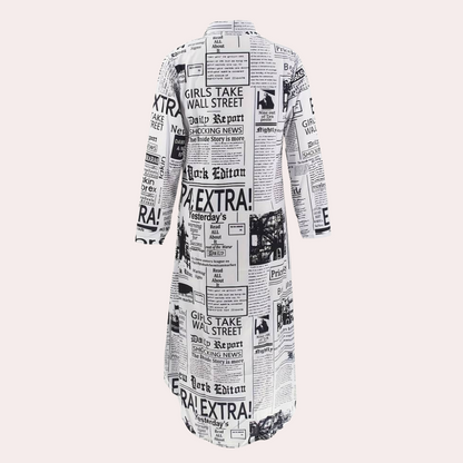 Artistic Newspaper Print Luxury Dress - Unique Womens Dress for Statement Style-3