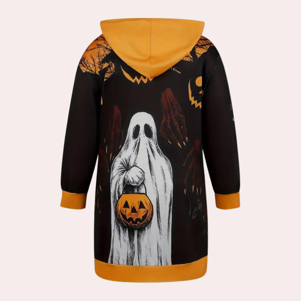 Women's Hoodie Dress Black Size M Cotton-3