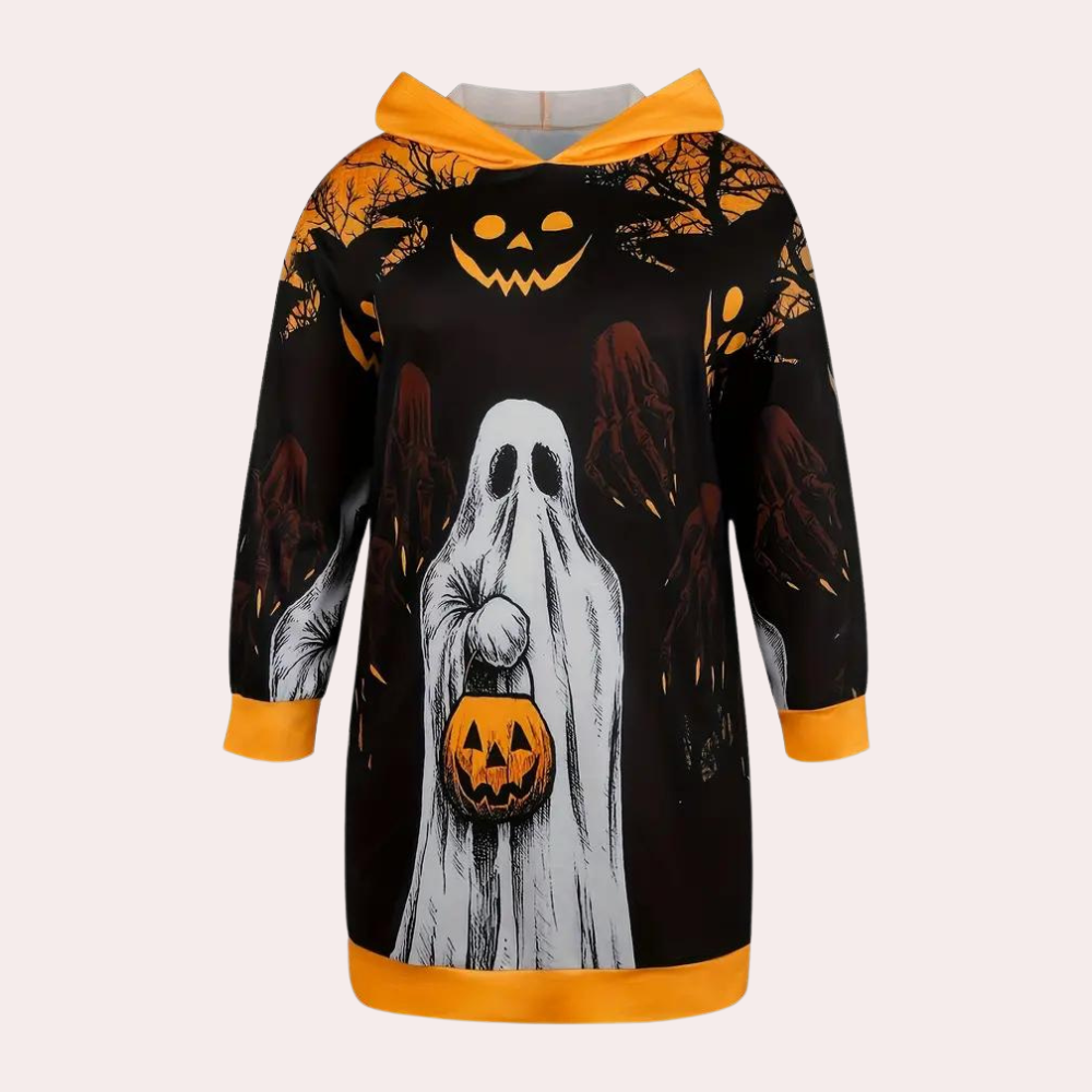 Women's Hoodie Dress Black Size M Cotton-2