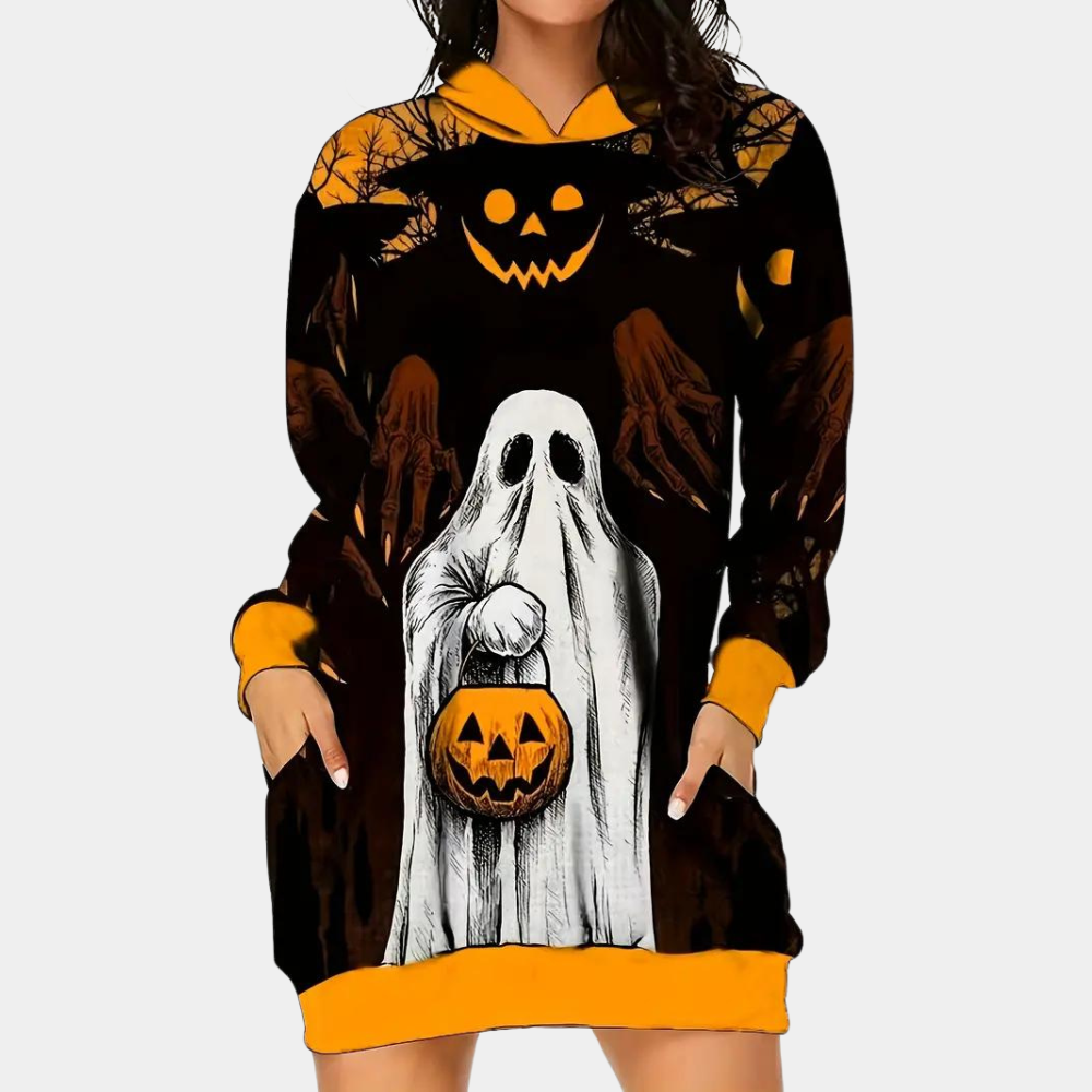 Variant image for Women's Hoodie Dress Black Size M Cotton-1
