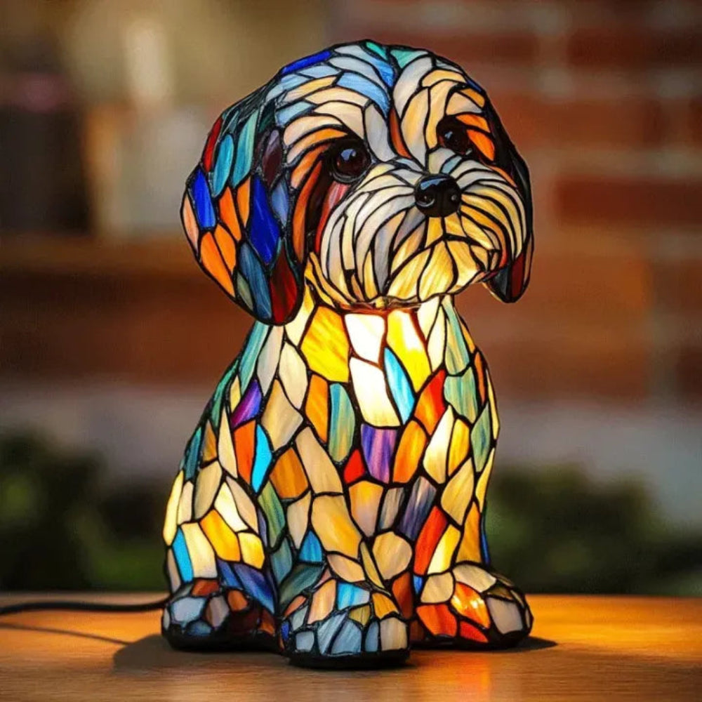 CanineGlow | Charming Colorful Tiffany Style Dog Lamp for Dog Lovers 1