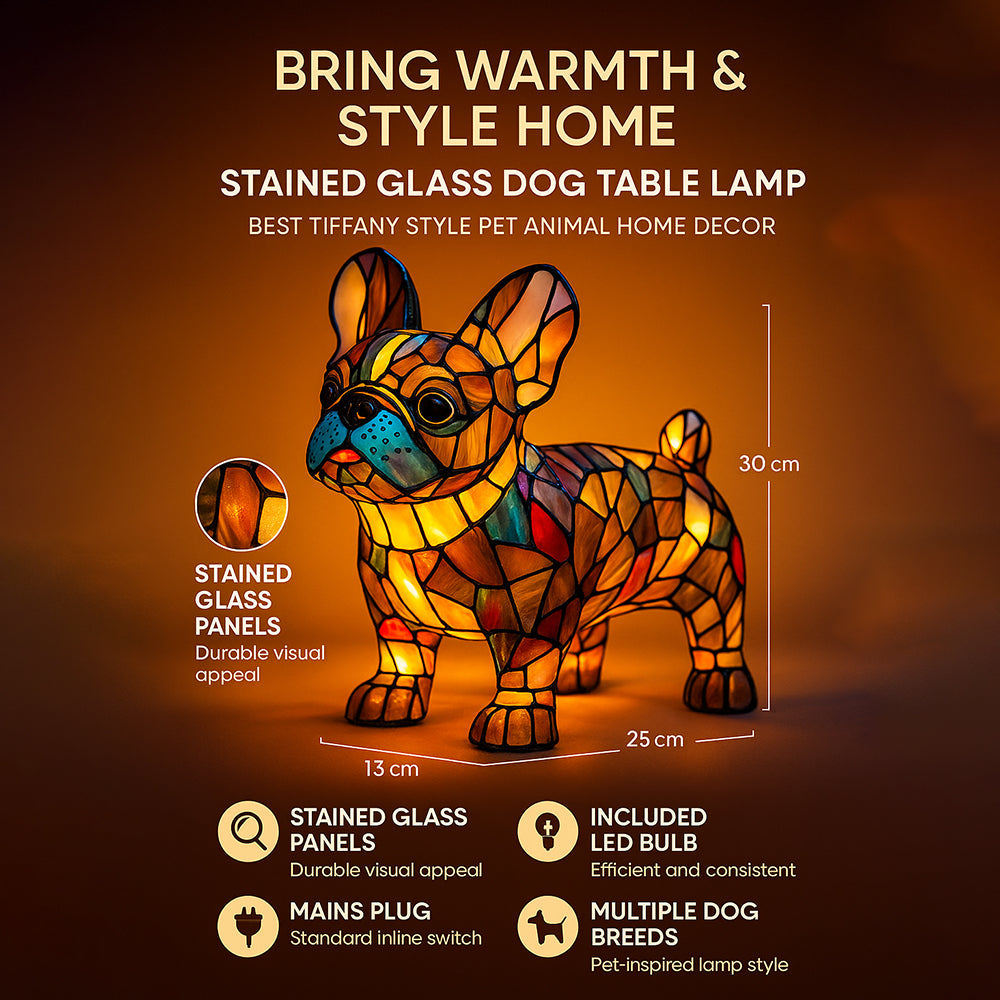 CanineGlow | Charming Colorful Tiffany Style Dog Lamp for Dog Lovers 2