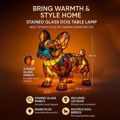 CanineGlow | Charming Colorful Tiffany Style Dog Lamp for Dog Lovers 2