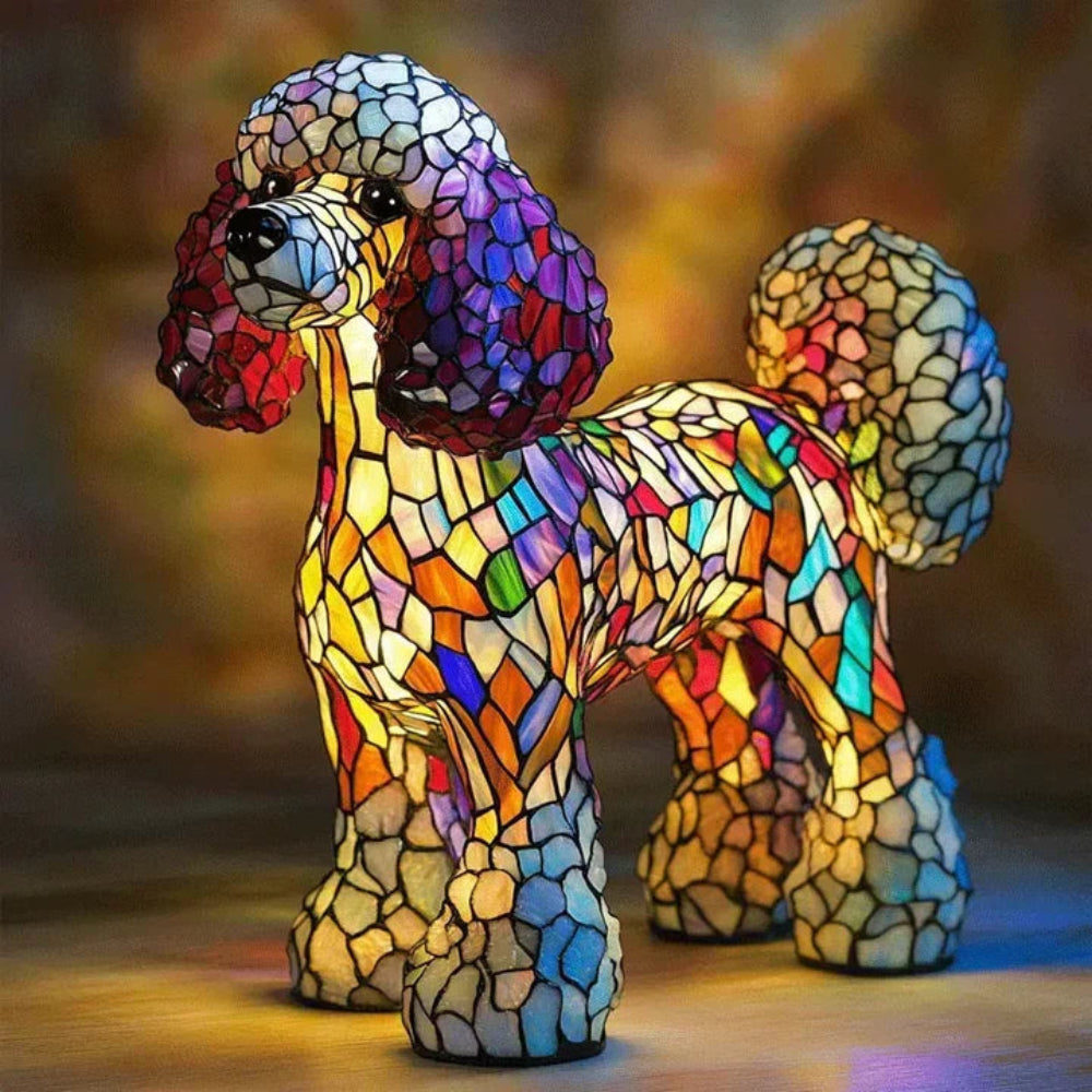 CanineGlow | Charming Colorful Tiffany Style Dog Lamp for Dog Lovers 8
