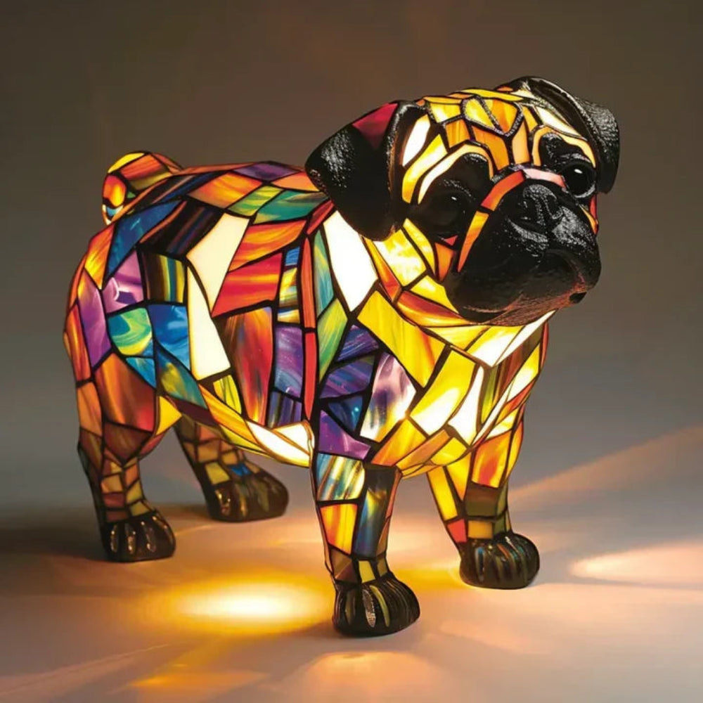 CanineGlow | Charming Colorful Tiffany Style Dog Lamp for Dog Lovers 9