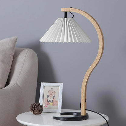 WoodFlow - Table Lamp with Natural Curves and Wooden Design