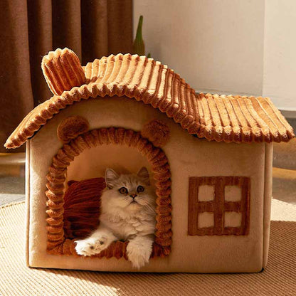 Cat Bed Soft House Style Indoor Enclosure 1