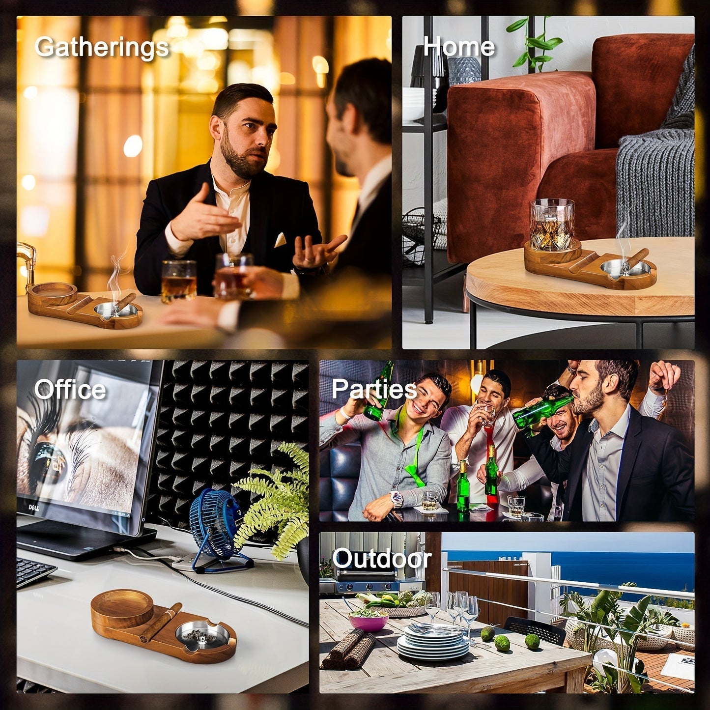 CedarWood | Luxurious Elegant Cigar Ashtray with Whiskey Glass Tray 7