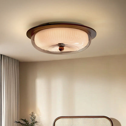 Ceiling lamp glass and wood 1