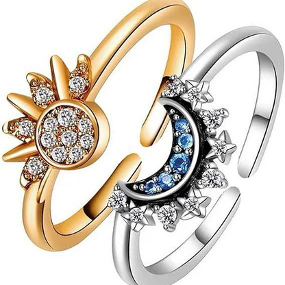 CelestialGlow | Stunning Silver Statement Ring with Sun and Moon Design 7