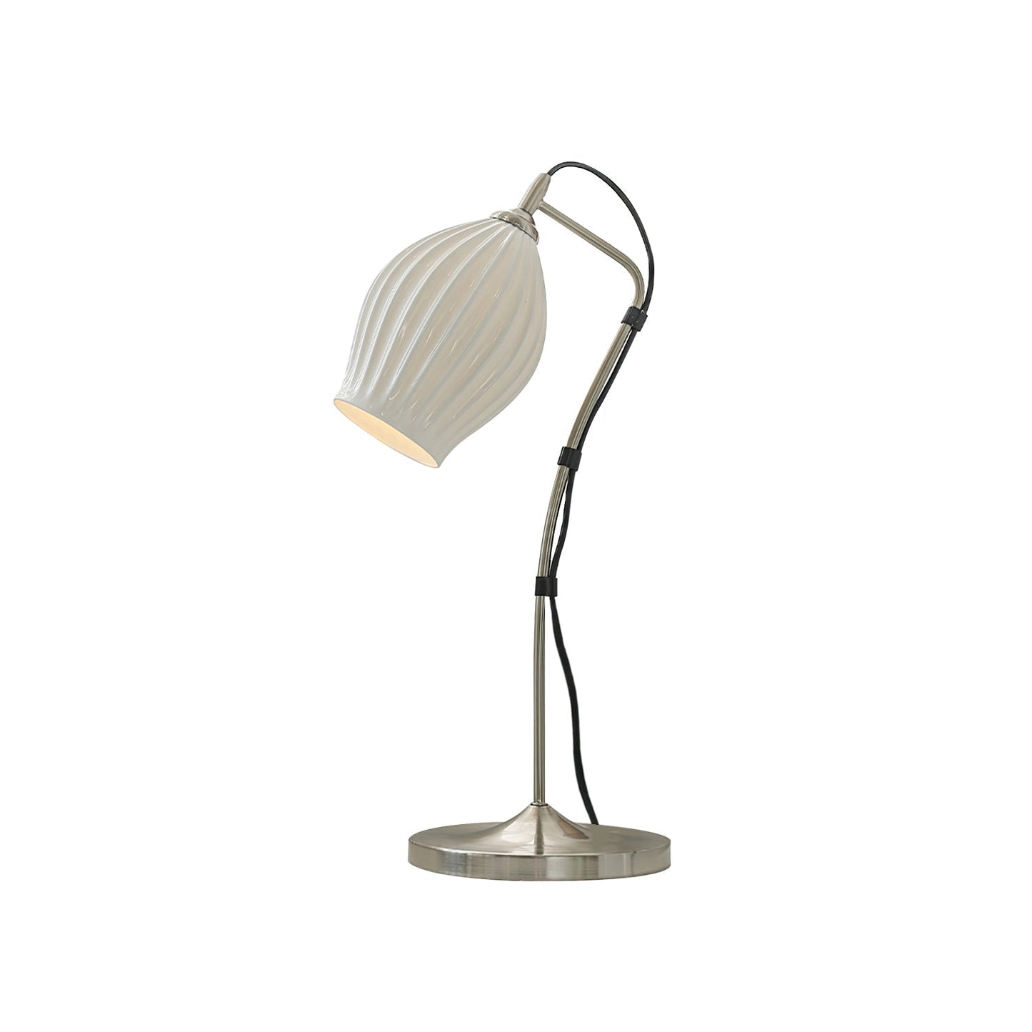 LumeCurve – Lámpara de Mesa de Cerámica Elegante con Textura Estriada