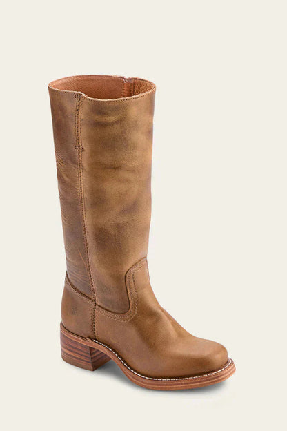 Classic Women's Knee High Black Leather Boots with Block Heel – Durable and Timeless Design 1
