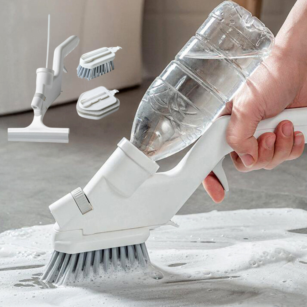 CleanSweep | Efficient Ergonomic Bathroom Tile Scrubber with Soap Dispenser 0