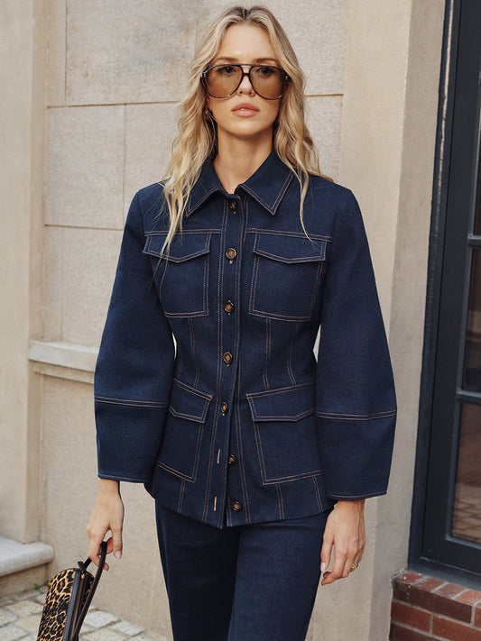 Contrast Stitching Denim Jacket 0