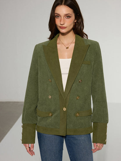 Corduroy Lapel Metal Button Blazer 1