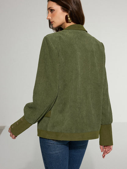 Corduroy Lapel Metal Button Blazer 5