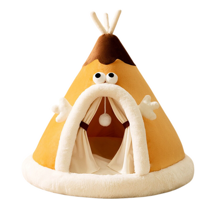 CozyNest | Elegant Soft Fleece Heated Cat Tent Bed 1