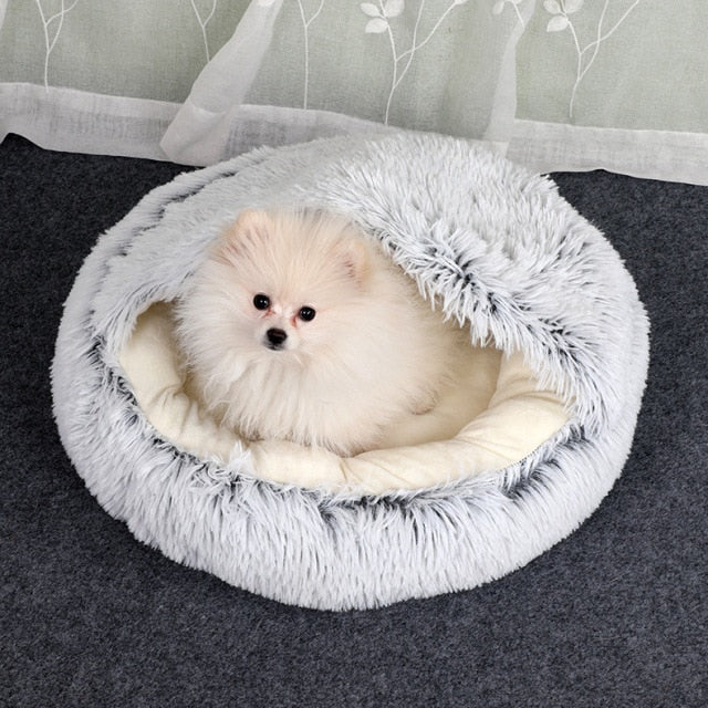 CozyNest | Soft Plush Hooded Cat Bed for Anxiety Relief 1