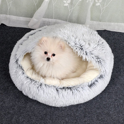 CozyNest | Soft Plush Hooded Cat Bed for Anxiety Relief 1