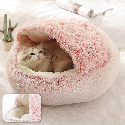 CozyNest | Soft Plush Hooded Cat Bed for Anxiety Relief 3