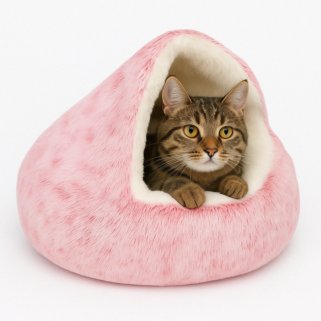 CozyNest | Soft Plush Hooded Cat Bed for Anxiety Relief 7